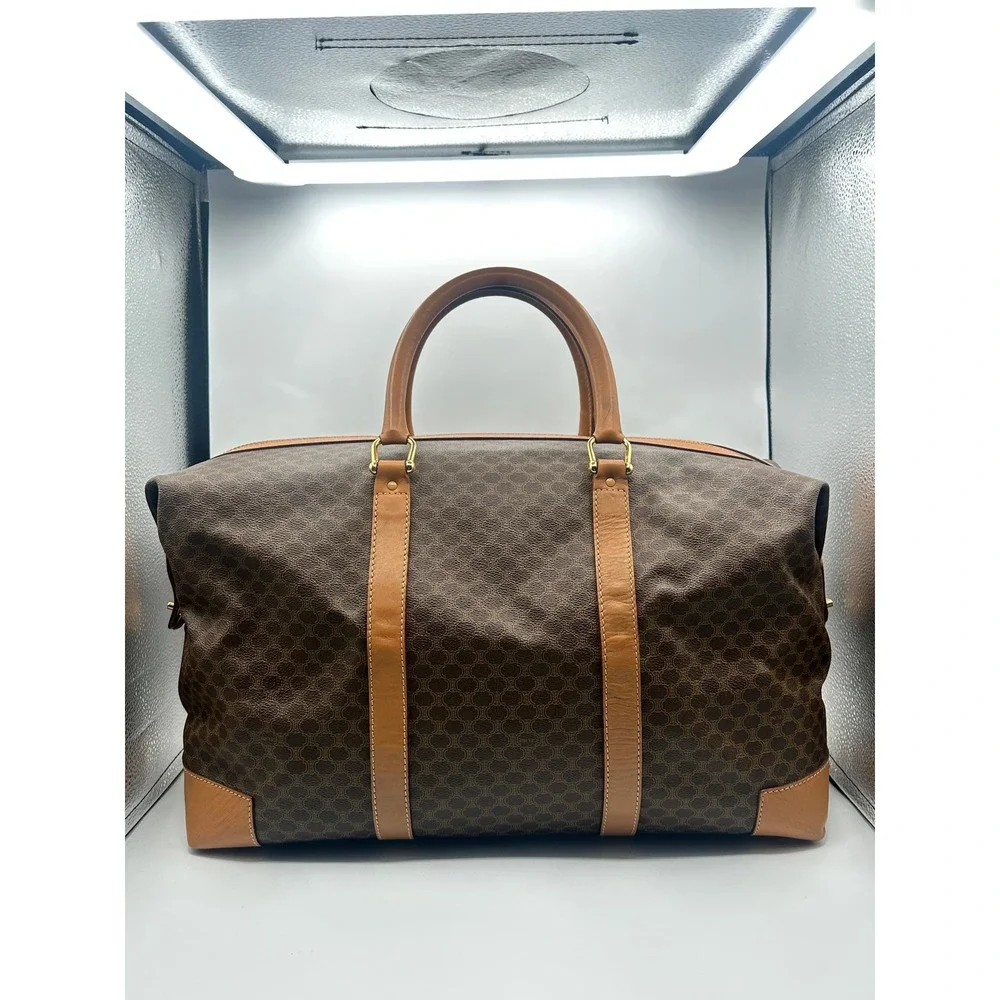 Vintage Celine Macadam Canvas Boston Bag XL Weekender Travel Duffle Carry-On - Picture 2 of 15